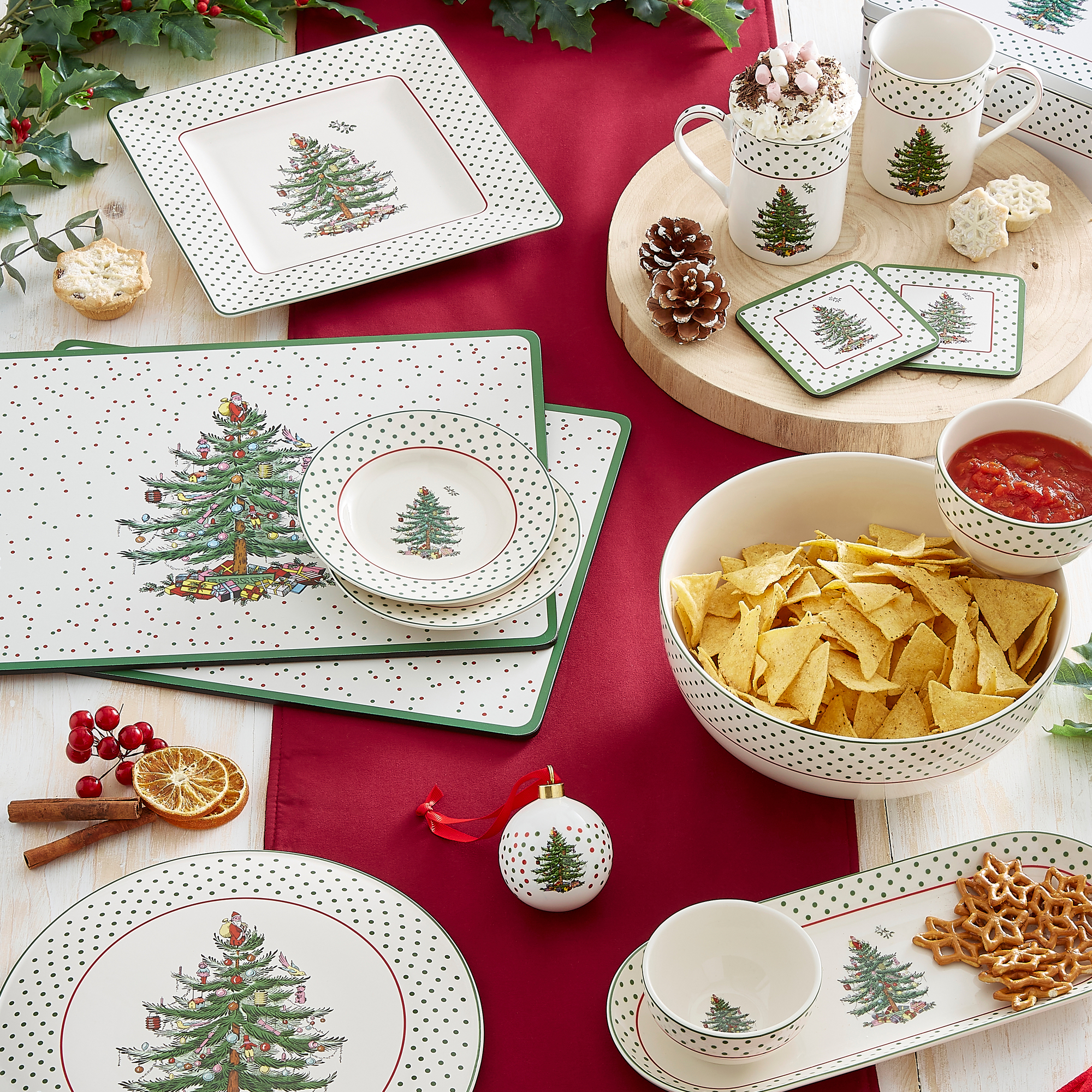 Christmas Tree Polka Dot Coasters Set of 6 image number null